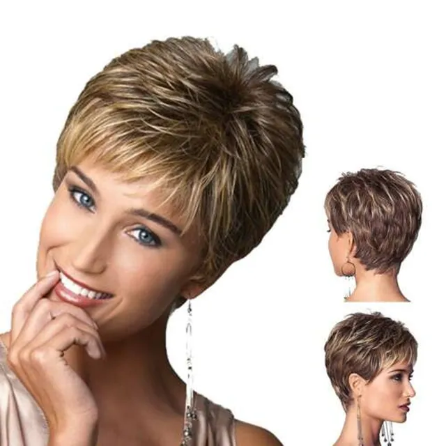Women Real Natural Wig Ladies Short Straight Hair Bob With Bangs Full Wigs SO in GB