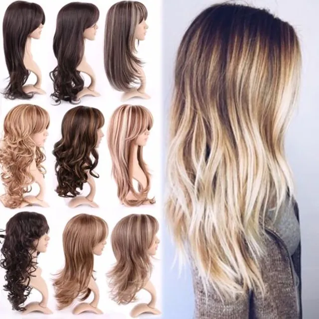 Fashion Women Long Curly Straight Wavy Full Hair Wigs Black Brown Blonde Wig AE1 in GB