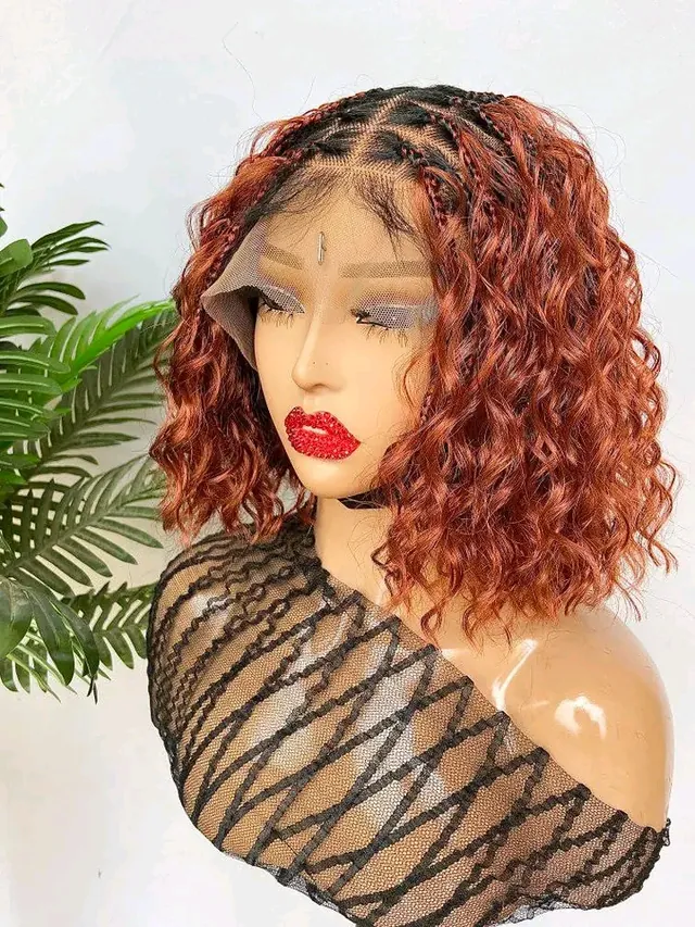 BOX PARTING SHORT CURLY BRAIDED WIG FOR LADIES in NG