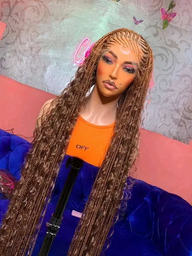 GOLDEN BROWN MULTI PARTING BRAIDED WIGS FOR LADIES in NG