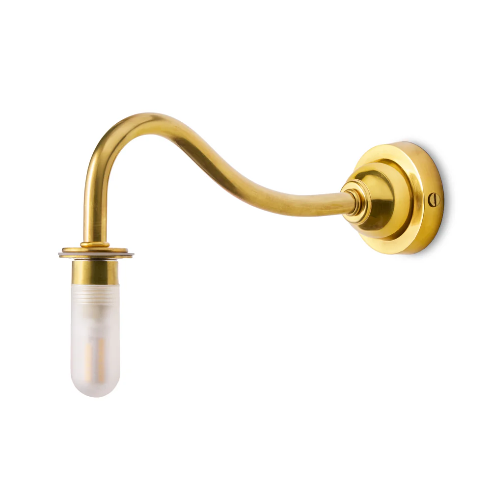 IP44 Swan Neck Wall Fitting in Antique Brass