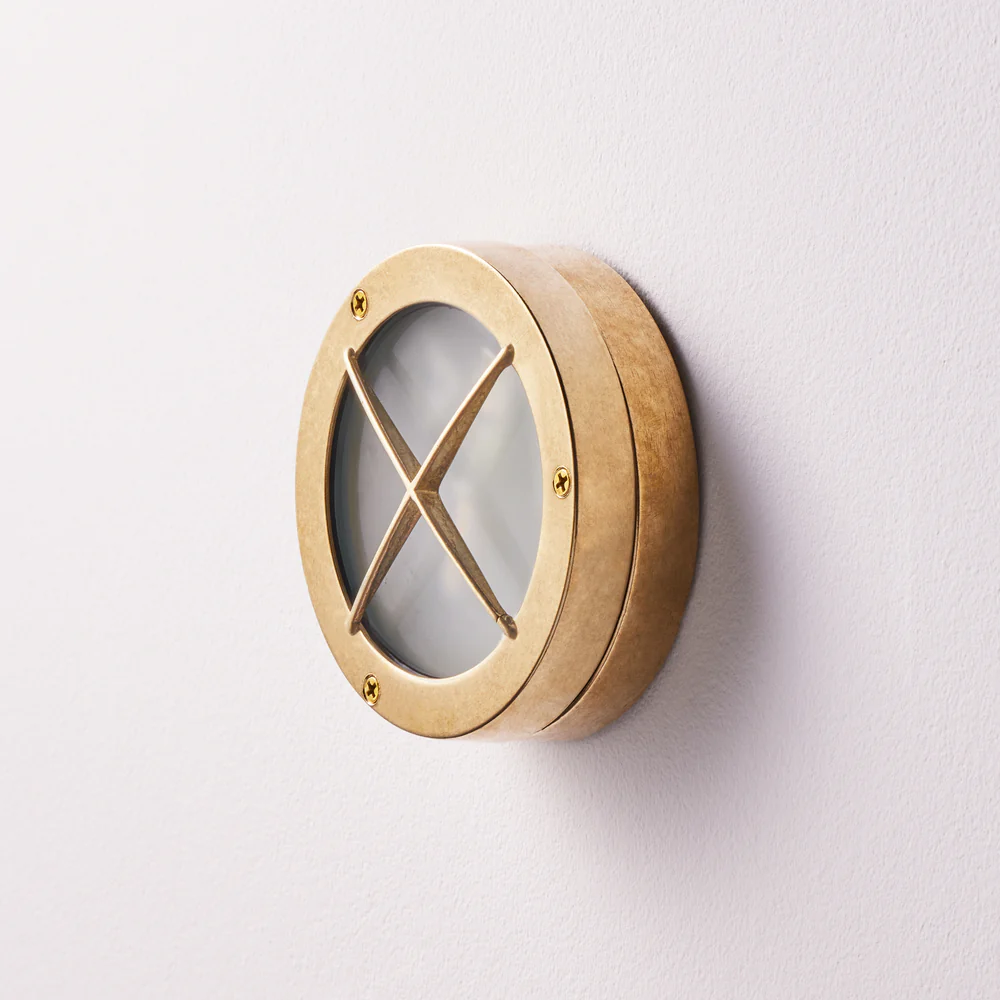 Runswick IP54 Bulkhead in Natural Unlacquered Brass